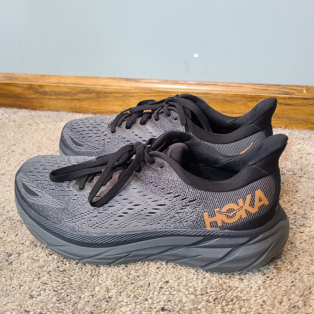 Hoka One One Clifton 8 Shoes Womens Size 8 Anthracite Copper Running Road
